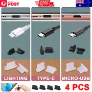 Type-C Lighting Micro USB Dust Plug Silicone Phone USB C Charging Port Cover AU