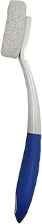 Foot Brush Pumice Stone- Long Handle Foot Exfoliator Brush with Pumice Stone Foot Scrubber Pedicure Brush Bathing Cleaning Supplies (White, 35cm)