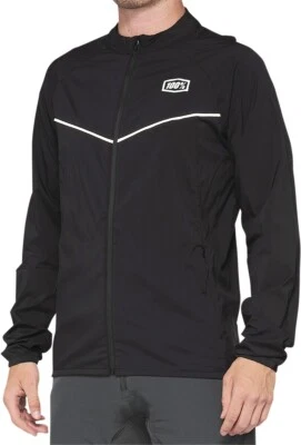 100% Men's Corridor Stretch Windbreaker Black Large 40042-00002