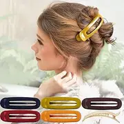 RC ROCHE ORNAMENT 6 Pcs Flat Hair Clips Alligator Duckbill French Barrette Classic Side Slide Firm Grip Plastic Styling Lay Flat Claw for Womens, Medium Classic Multicolor