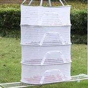 Bakidn Herb Drying Rack 4 Layer Hanging Mesh Net for Plants Hanging Drying Fish Net Foldable Hanging Mesh Dryer for Buds, Fruits, Hydroponics Flowers, Vegetables, Fish or Clothes, Doll