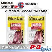 2 Pack Lots Mustad Bloodworm Hooks 90234NPNR Chemically Sharpened - Choose Size