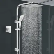 ACA WELS 12'' Shower Head Set with Mixer Tap 3-MODE Handheld Wall Rail Diverter Square Chrome
