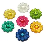 250 Mixed Color Flatback Acrylic Dotted Sunflower Rhinestone Cabochon 22mm