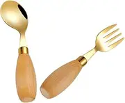 WHAMVOX Set for Toddlers Piece Stainless Steel Fork and Spoon Weaning Set Boys and Girls Dessert Utensils Silverware