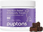 puptons Total Itch Relief & Immunity Treats for Dogs | Stop Itching, licking and scratching | Sooth itchy paws, skin, ears, eyes | For small, medium & large dogs (180 Treats)