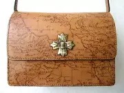 PATRICIA NASH CONSILINA FLORET BISCUIT MAP PRINT LEATHER CROSSBODY PURSE - NWT