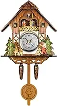 Antique Wooden Cuckoo Clock with Auto Swing Bell Pendulum for Home Decor, Traditional Northwest European Style (CM001)