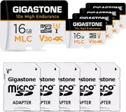 [10X High Endurance] Gigastone 16GB 5-Pack MLC Micro SD Card, 4K Video Recording