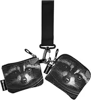 [XYMZR] Mini Zip Around Wristlet keychain Wallet Astronaut Raccoon Face for Women Personalized Pattern Detachable Dual Pouch Wristlet Portable Wallet Phone Coin Purse, Multi-colored, One Size