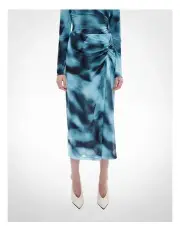 [Witchery] Gather Side Mesh Skirt in Glacier Print