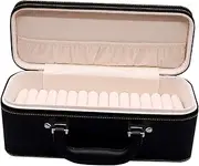 Generic Portable Bangle Box, with Handle Jade Bracelets Rings 15 Slots Jewelry Bracelets Box for Wedding Dresser Retail Stores Art Craft Fairs, Black and Beige