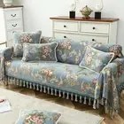 European Tassel Sofa Throw Cover Couch Slipcover 1/2/3/4 Seater Jacquard Flower