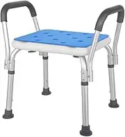 Bath Seat with Armrest Shower Stool Seat Safety 41-54Cm 6 Adjustable Positions Bath Chair Bathroom Stool Chair Ergonomic Aid Non-Slip Disabled Bathroom Bathtub Chairs