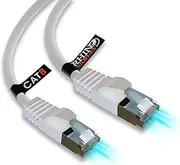 rhinocables CAT8 Ethernet Cable White High-Speed Gigabit CAT 8 RJ45 Super-Fast LAN Patch Network Lead for Gaming, Streaming, PS/4 Modem, Router, Switch, Xbox (1m, White, Pack of 1)