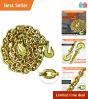 10 Foot Heavy-Duty Transport Chain with Clevis Hooks - G80 Grade, 7,100 lbs SWL