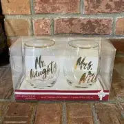 NIB Mikasa Mr. Naughty & Mrs. Nice Stemless Wine Glasses