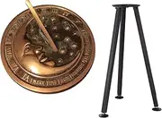 MEDIEVAL CRAFT Solid Brass Moon and Stars Sundial with Stand 10 Inch Diameter