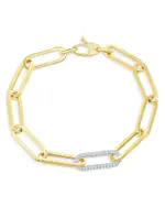 Bloomingdale's Fine Collection Diamond Paperclip Bracelet in 14K White & Yellow Gold, 0.80 tcw