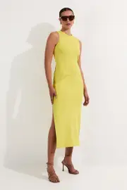 Ponte Crew Neck Maxi Dress