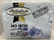 Vintage Twin Bed Sheet Meadowbrook Flat Blue Floral No Iron Luxury Muslin