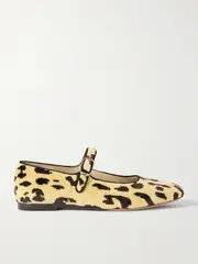 [Le Monde Béryl] Le Monde Béryl - Stella Leopard-print Ribbed Velvet Mary Jane Ballet Flats - Leopard print - IT42 IT 42 Animal print