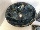 18" Blue Agate Luxurious Bathroom Sink Unique Powder Room Wash Basin Vanity Deco