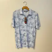 Mens Small Travis Mathew Sea Journey hawaiian floral golf polo NWT Ash Blue