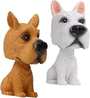 Adorable Shaking Dog Model for Car Dashboard 2 Pack Bobblehead Car Decor Easy Install Vehicle Ornament
