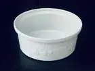 Crate & Barrel 10” Souffle Casserole Baking serving dish white fruit embossed