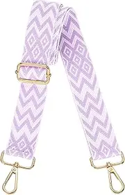 [uxcell] Purse Straps Replacement Crossbody, 1.5 Inch Wide Shoulder Bag Strap Adjustable Canvas Straps for Handbag Wallet Clutch Bags with Light Gold Buckle, Light Purple Geometrical