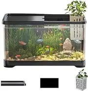 Fish Tank Kit - Aquarium Starter Set, Fish Habitat Kit | Small Aquarium Decorative Saltwater Aquarium Kit, Fish Tank Filter Pump Heater Light with Decorations for Freshwater Marine Tropical Fish