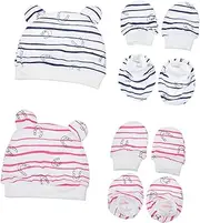 [TINEASUR] Baby Hat Hand Foot Covers Set Toddler Gloves Newborn Winter Beanie Gloves 2 Sets of Baby Protection