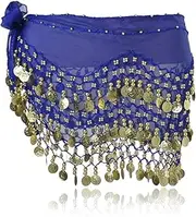 [HSIXHAF] 1 Piece Women's Belly Dance Belt, Dance Cloth with Coins for Belly Dance, Belly Dance Costume, Hip Scarf Skirt, Chiffon Hip Scarf, Belly Dance Coin Cloth, Belly Dance Coin Belt, Dance Cloth,