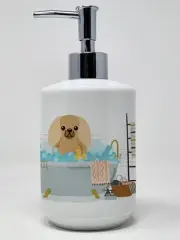 Fawn Sable Pekingese in Bathtub Ceramic Soap Dispenser Hand Soap Dispenser Pump