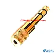 GOLD 1/8 in Jack (F) to 1/4 in Plug (M) Stereo Headphone Audio Adapter VWLTW
