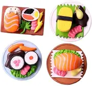 [WHAMVOX] 4pcs Miniature Sushi Decorations Japandi Decor Artificial Sushi Models Fake Food Ornaments Random Style