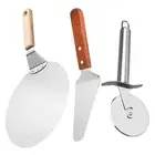 Pizza Peel Set 3pcs Baking Tools Pizza Accessories w/Roller Cutter