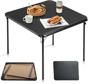 FurnitureR Folding Table 33.5 inch Square Saving for Home Office Indoor Small Spaces, Table Foldable Portable for Outdoor Dining Panic Patio Balcony Backyard Poolside, No Assembly Required