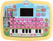 Early Development Interactive Electronic Toy, LED Spanish Learning Tablet for Toddlers Early Education Alphabet Words Numbers Math Learning Electronic Spanish Learning Toy (Yellow)