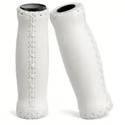 CyclingDeal MTB Bike Grips Bicycle Handlebar Grips - MTB Grips Bike Handlebar Grips Great for Beach Cruiser - Soft Cushioned Thick Vinyl 125mm - White
