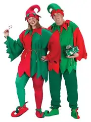 Red and Green Elegant Elf Set Christmas Santa Helper Adult Plus Size Costume