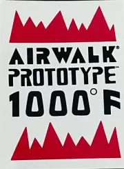 Vintage 1980’s Airwalk Skateboarding Sticker Prototype 1000°F ￼