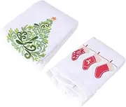 CAXUSD Christmas Embroidered Face Towels 2-Pack Soft Cotton Facial Cleaning Towels Christmas Motif
