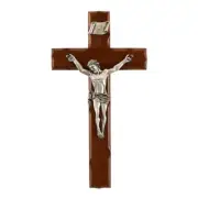 Notched Edge Crucifix Size 8 in H 3.25in Corpus Handsome Walnut Furniture Finish