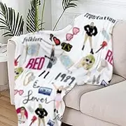 ZIENVE Singer Throw Blanket Taylor Flannel Blanket Party Sofa Bedroom Decorations Soft Warm Throw Blanket 200×150cm White