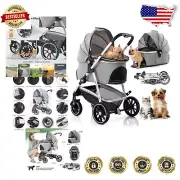 Lightweight Aluminum Pet Stroller with Shock Absorption - Perfect for Small Dogs