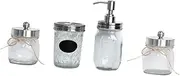 FIXOSHEE 1set Glass Toiletry Supplies Bathroom Accessory Collection Lotion Bottle Gargle Cup and Swab Container for Practical Organization Elegant Lid Design for Clean and Tidy Spaces