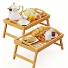2XBamboo Serving Tray Folding Laptop Desk Bed Tea Food Breakfast Dinner Table AU
