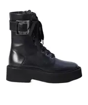 Roger Vivier Viv' Rangers Buckled Lace-Up Boots 38,40 black
